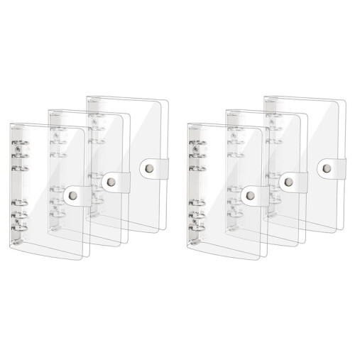 6 Pack A6 Transparent Soft PVC 6 Ring Binder Cover Clear Binder Notebook Cover A6 Binder for Refillable Notebook