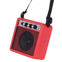 Amplificateur de Guitare avec Haut-Parleur, Entrées 3,5/6,35 mm, Sortie 6,35 mm, Réglage Du Volume et de la Tonalité, Overdrive, Rouge