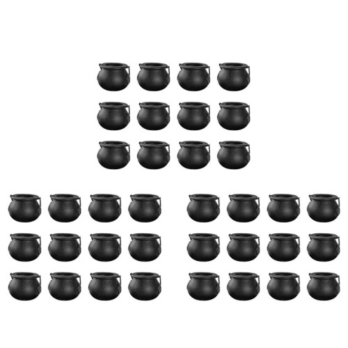 36Pcs  Black Cauldron with Handle Halloween  Witch Cauldron Halloween Pot Candy Holder for Halloween
