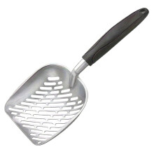 Extra Large Aluminum Alloy Deep Shovel Poop Sifting with Long Handle Metal Cat Litter Scoop