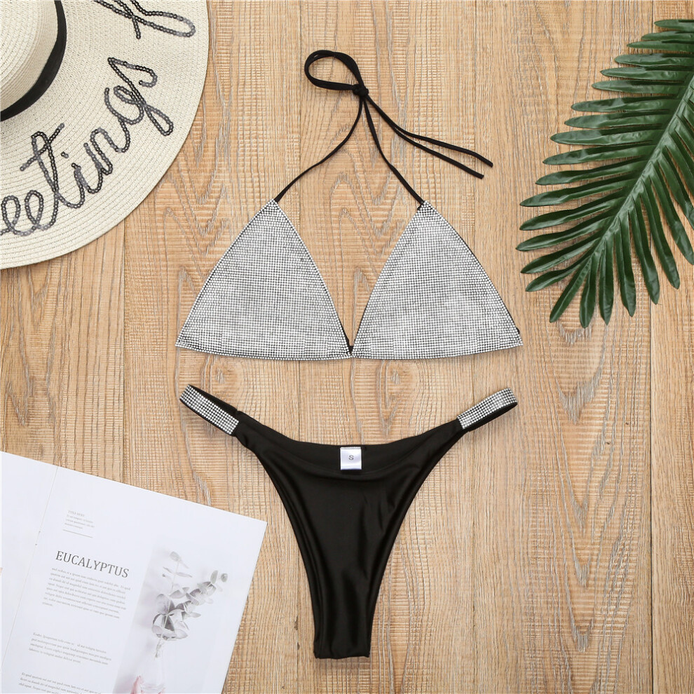 Roc-Electron (M, Black) Sexy Diamond Bikini - Quick Dry Swimwear