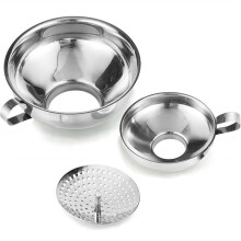 Entonnoir de Mise en Conserve avec Passoire pour Bocaux Larges et RéGuliers - Entonnoirs à Large Ouverture pour la Cuisine, Lot de 3