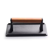 Cast Iron Steak Burger Press Rectangular Uncoated Heavy-Duty Meat Press with Handle for Outdoor Grill Food Cooking Tools