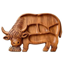 Wood Charcuterie Board Highland Cow Design, Natural Wood Serving Board Rustic Serving Tray, Cheese Platter Snack Board A