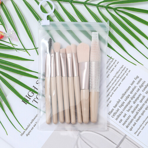 (Ginkgo yellow) 8Pcs Mini Makeup Brushes Kit with EVA Bag 2