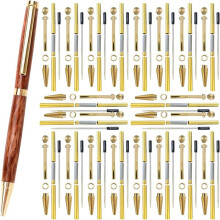 20 Pack Slimline Pen Kit-7mm Wood Turning Twist Pen Kits with Refills, Brass Hardware & 5 Finishes for DIY Lathe Turning