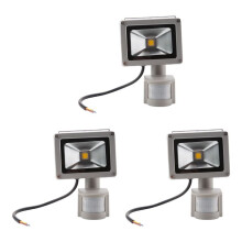 3X Warm White LED Spotlight Floodlight Spotlight Floodlight with LED Lighting and PIR Motion Sensor (10 Watts)