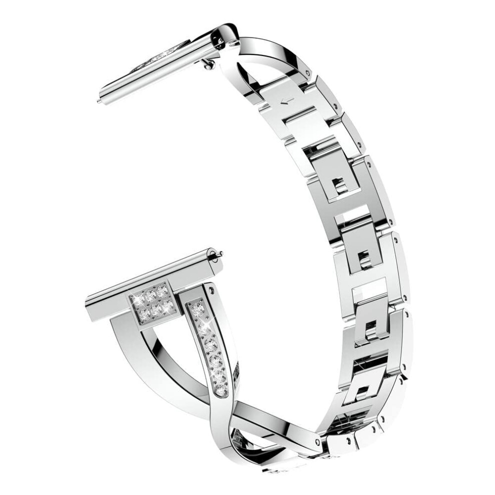 20Mm Metal Replacement Watch Band Strap For Garmin Vivoactive 3 Venu 2 Sq 4 4S Forerunner 645 245 Silver 9771547491880