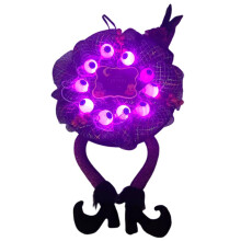 Halloween Wreaths Halloween Witch Hat and Legs Wreath with Glowing LED Eye String Lights Front Door Wall Ornaments Holiday Party Decor