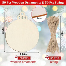 50 Décorations de Noël en Bois, 7,6 cm, à Faire Soi-Même, pour Travaux Manuels, Décoration en Bois Brut à Peindre, Rondes Vierges