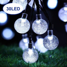 Luminițe solare festive cu 30 LED-uri, flexibile și impermeabile, 8 moduri