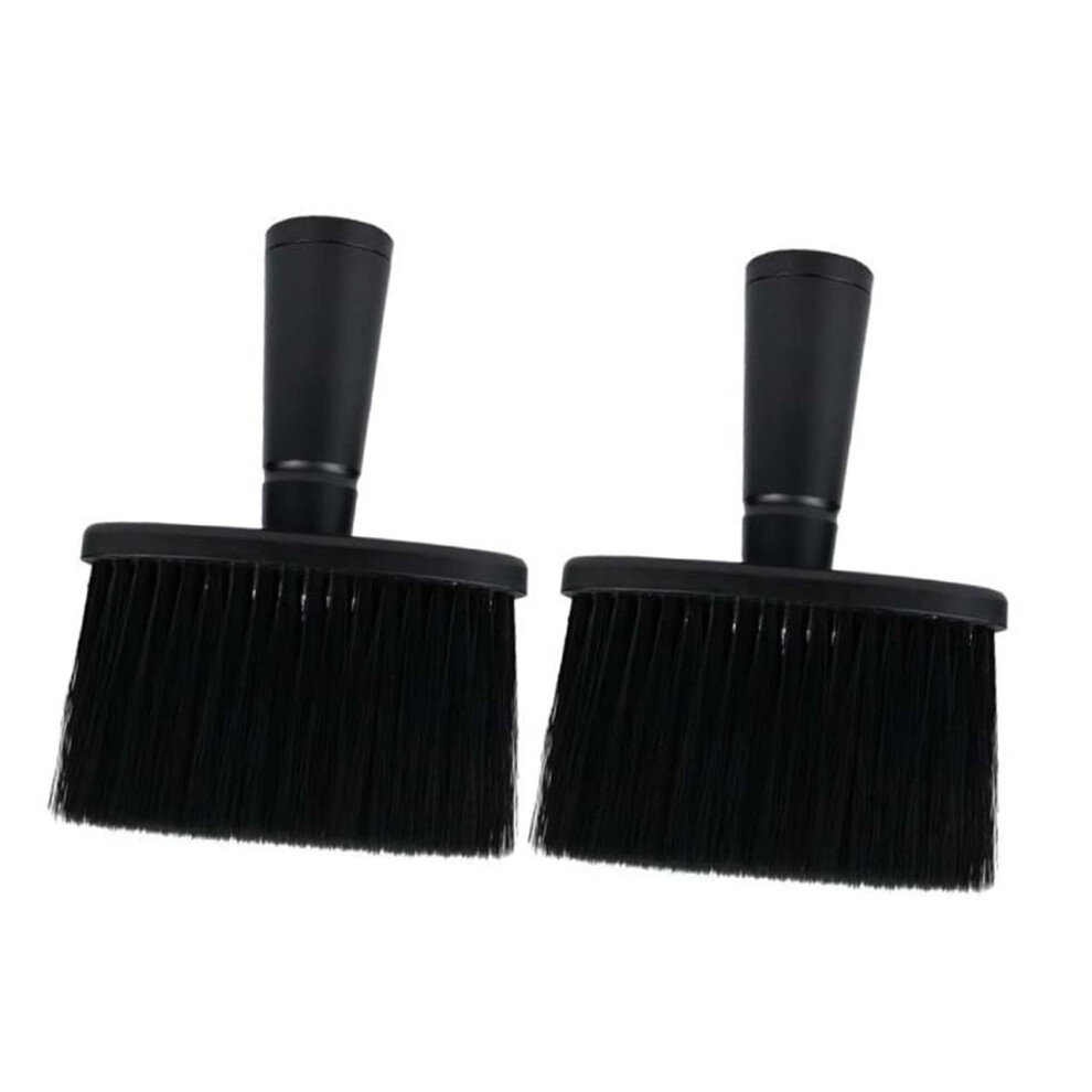 Black Barber Neck Duster Brush Set With Gentle Nylon Bristles And Ergonomic Grip For Haircuts And Salon Use