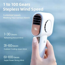 Ventilador Turbo Jet Sem Lâminas Silencioso, Soprador Potente de 100 Velocidades, 4000mAh, Ventilador de Resfriamento Portátil USB com Display