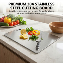 (34times23cm) Planche à Cuisiner Inox Double Face Ronde