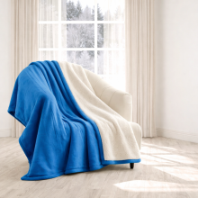 (Sky Blue, Medium - 150x200 cm) 480GSM Reversible Thick Plush Sherpa Throw Blanket For All Seasons