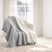 (Silver, Medium - 150x200 cm) 480GSM Reversible Thick Plush Sherpa Throw Blanket For All Seasons