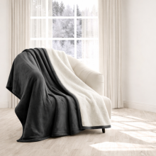 (Grey, Medium - 150x200 cm) 480GSM Reversible Thick Plush Sherpa Throw Blanket For All Seasons