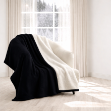 (Black, Small - 130x150 cm) 480GSM Reversible Thick Plush Sherpa Throw Blanket For All Seasons