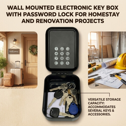 (Black) Electronic Key Box with Password Lock - Wall Mounted 2