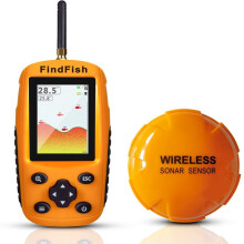 Portable Rechargeable Fish Finder Wireless Sonar Sensor Fishfinder Depth Locator, Bottom Contour, Color LCD Display