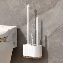 (Ivory White) Modern Toilet Brush Set for Restrooms