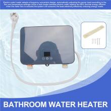 Electric Water Heater, Instant Hot Water Heater with Digital Display Self-Modulating for RV Kitchen Bathroom EU Plug
