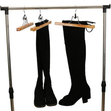 16 Piece Wooden Series Slack Hangers Non-Slip Wood Pants Hangers with 360 Degree Rotation Anti-Rust Hook Clip Hangers