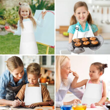 10 Pack Kids Apron Adjustable Children Apron with 2 Pockets Chef Painting Apron for Cooking Baking Painting White