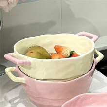 Tigela de Sopa Cerc com Duas Orelhas Fofa para Uso Doméstico, Tigela de Macarrão Instantâneo, Tigela de Panela Quente Picante, Tigela de Frutas,