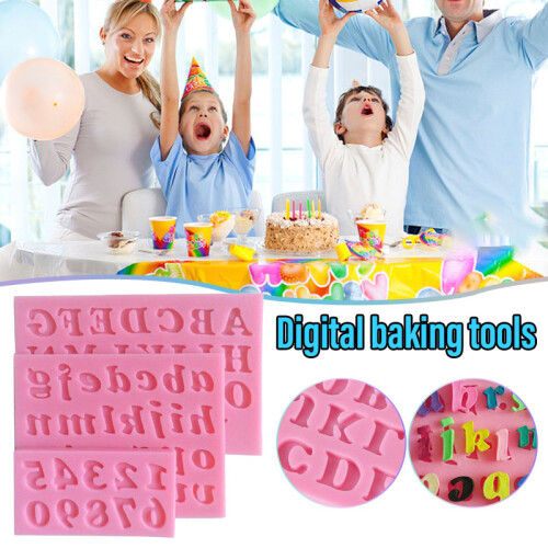 3-Pc Silicone Letter Mold Set for Baking Candy & Cake