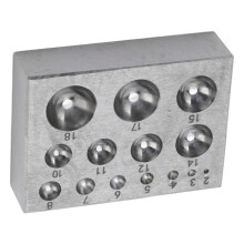 Steel Dapping Block for Jewelry Making, High Hardness 45 Steel with 14 Polished Depressions