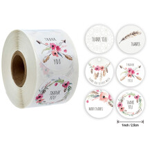 Round Floral Thank You Stickers, Copper & Paper, 2.5cm,
