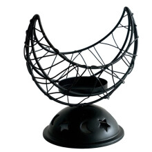 Elegant Crescent Moon Candlestick Holder - Classic Iron Design for Home Decor, Metal Candlestick Black