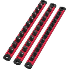 3-Delat Magnetiskt Hylshållarset 1/4-Tums X 12 Klämmor 3/8-Tums X 10 Klämmor 1/2-Tums X 10 Klämmor Kraftig Hylshållarskena