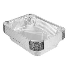 50 Pcs Aluminum Foil Food Containers Disposable BBQ Boxes Tin Rectangular Oven Proof Heat Kitchen Food Holders Party