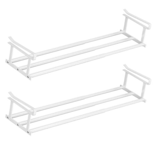 Adjustable Metal Scalable Shoe Rack Organizer for Entryway, Dorm, Garage - Expandable Storage White 1