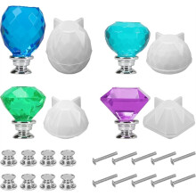 4 Moldes para Pomos de Puerta de Resina Epoxi, Kit de Silicona Cristalina DIY, Tiradores 3D Hechos A Mano para Armarios de Cocina y Tocador.