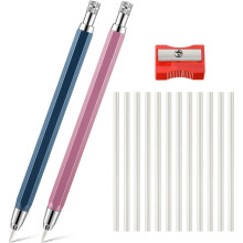 Sewing Chalk Markers for Fabric, Aluminum Chalk Pencil Refillable Set, for Sewing with Sharpener and 12 Pcs 4mm Refills