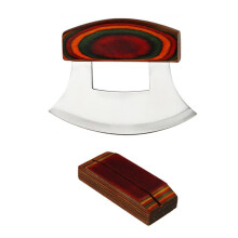 Pizza Cutter WoodGrip Rocker Slicer Manico Ergonomico Antiscivolo Lame Classiche In Legno di Noce e Acciaio Inossidabile B