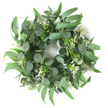 30cm Candle Wreath, Cone Candle Holder Wreath, Green Artificial Flowers, Centerpiece for Desktop Decoration