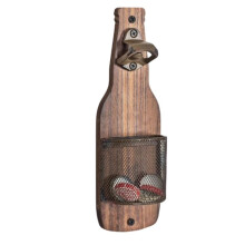 Retro Houten Flesopener voor Wandmontage met Dopverzamelaar, een Multifunctionele Decoratie voor Bar/Eettafel.
