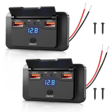 2 Pack 108W 12V USB Outlet Panel,Dual PD 36W & Dual QC3.0 18W RV USB Outlet, for Car, RV, Truck, Boat, Bus, Marine, ATV