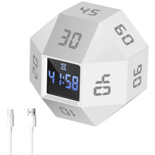 Drehbarer Timer mit Kleinem Display, 3 Modi, 11 Voreingestellte Zeiten, Produktivitäts-Flip-Timer für Unterricht, Kochen, Backen und Lernen