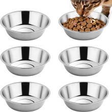 6PCS Stainless Steel Cat Bowls Dishes, 5.6" Metal Shallow Wide Whisker Friendly Cat Food Water Feeding Bowl