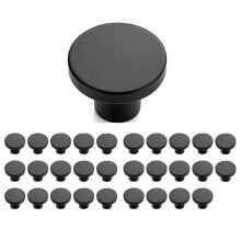 30 Pack Black Cabinet Knobs, Matte Black Kitchen Cabinet Knobs, 1-1/5 Inch Round Drawer Pulls