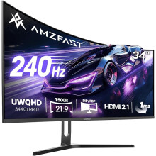 34-Inch Curved Gaming Monitor, 3440x1440 WUQHD, 240Hz, 1ms MPRT, Fast VA Curved Screen