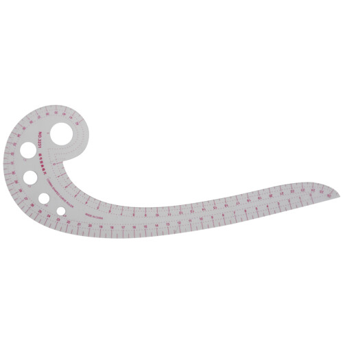 11.8 "Long Comma forma di plastica trasparente francese Curvo righello scanalata