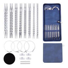 Hochwertiges, Quadratisches Stricknadelset Aus Aluminium mit Ergonomischem Design, 8 Paar, 4 Kabel
