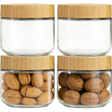 Havermoutpotten voor Maaltijdvoorbereiding - 4 Stuks Glazen, Luchtdichte, Lekvrije Potten van 280 Ml met Brede Opening, Ideaal voor Het Bewaren van