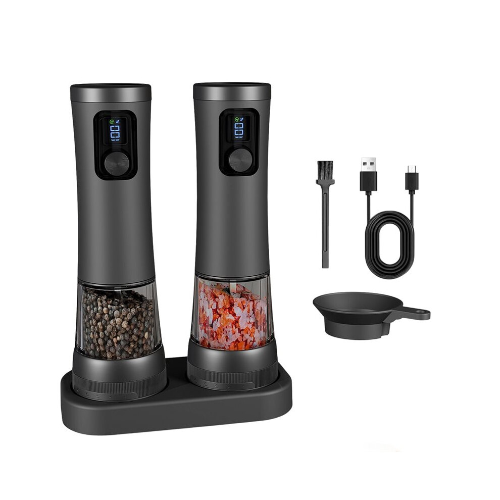 Photos - Grinder / Polisher Electric Salt and Pepper Grinder Set Rechargeable Salt Grinder with Led Power Display Automatic Pepper Grinder with Base